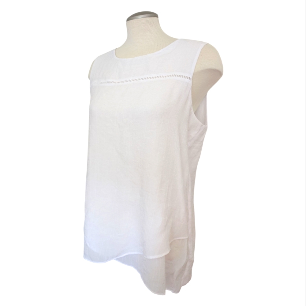 Cristina B. Lagenlook Flowy White Tank Camisole Lightweight Size Lg